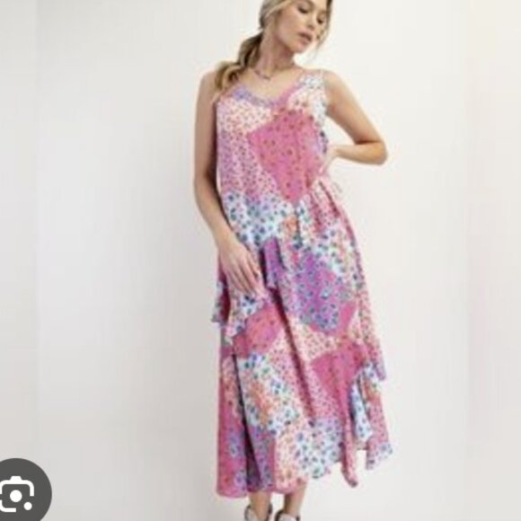 Easel, Multicolor Floral Patchwork Sleeveless Midi Dress Size S | 1157 - Picture 1 of 6